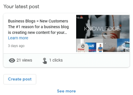 Posts on Google My Business