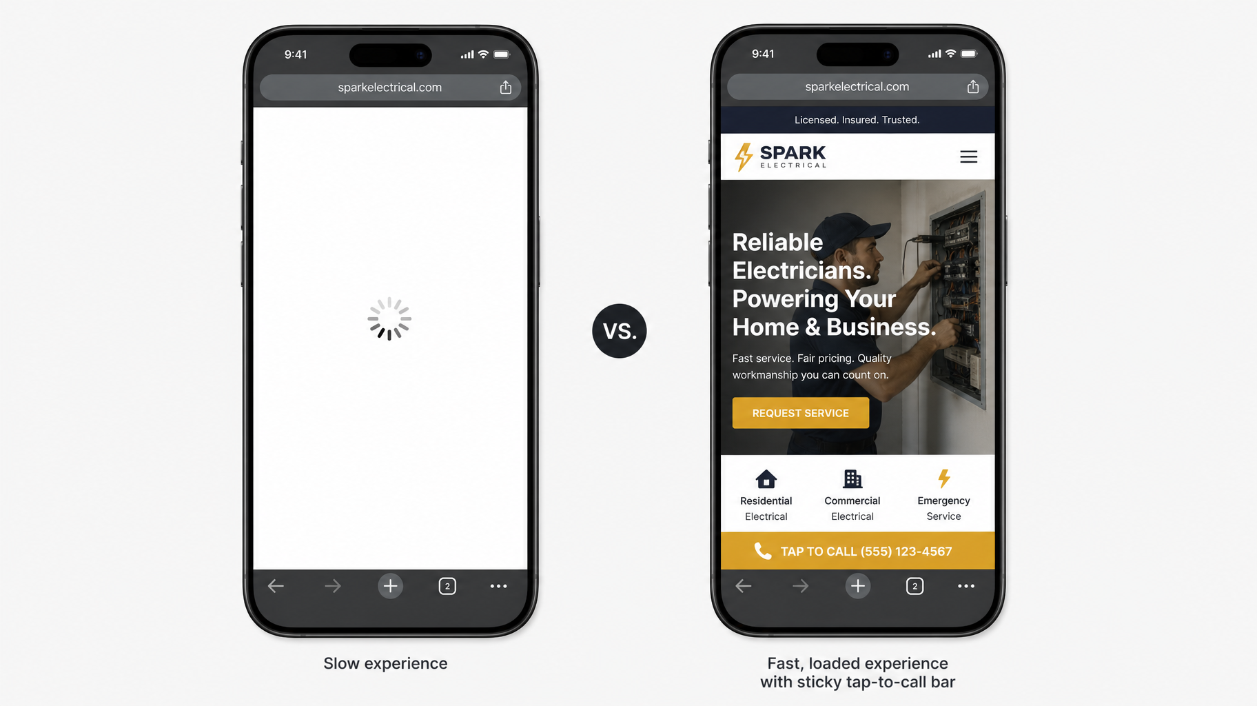 Side by side phone mockups
