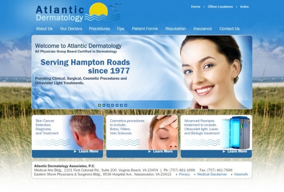 Website Design Dermatologists Virginia. Web Design Skin Treatment Practice